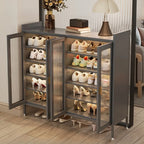 Elegant Grey Metal Code Lock Shoe Cabinet for Hallway