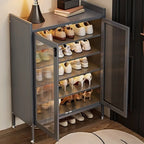 Elegant Grey Metal Code Lock Shoe Cabinet for Hallway
