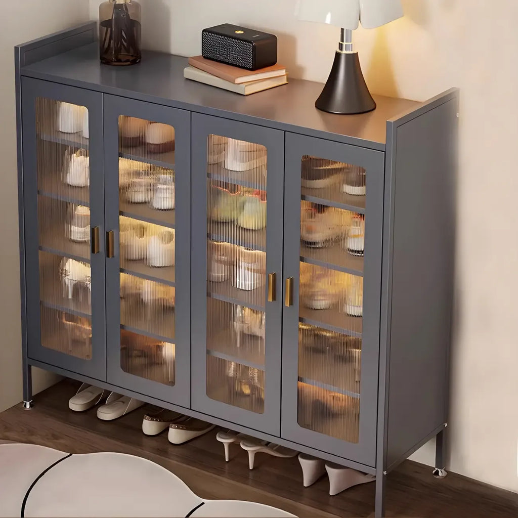 Elegant Grey Metal Code Lock Shoe Cabinet for Hallway
