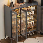 Elegant Grey Metal Code Lock Shoe Cabinet for Hallway