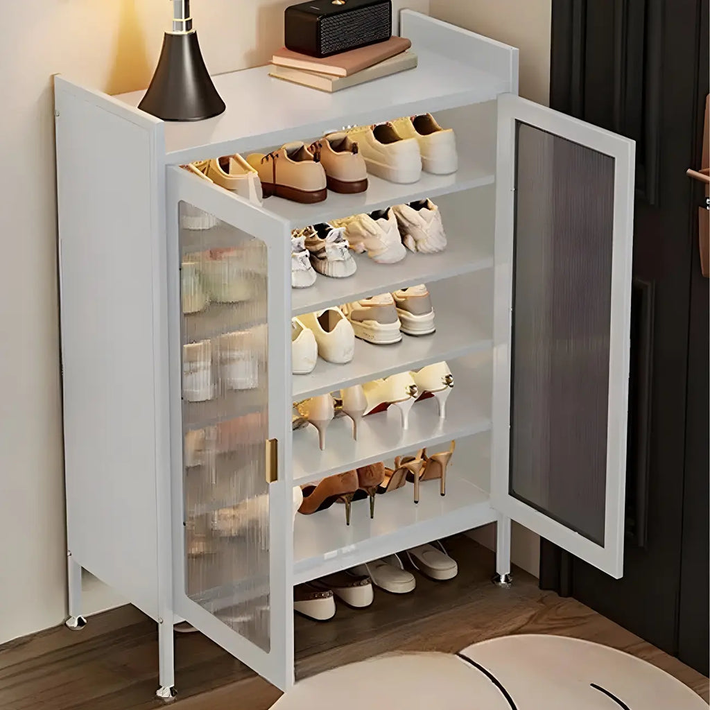 Elegant Grey Metal Code Lock Shoe Cabinet for Hallway
