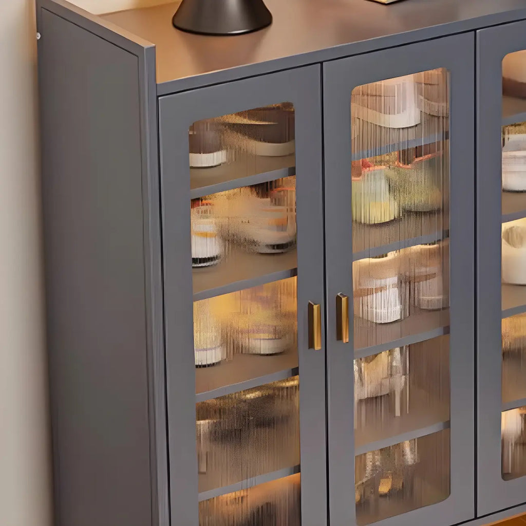 Elegant Grey Metal Code Lock Shoe Cabinet for Hallway