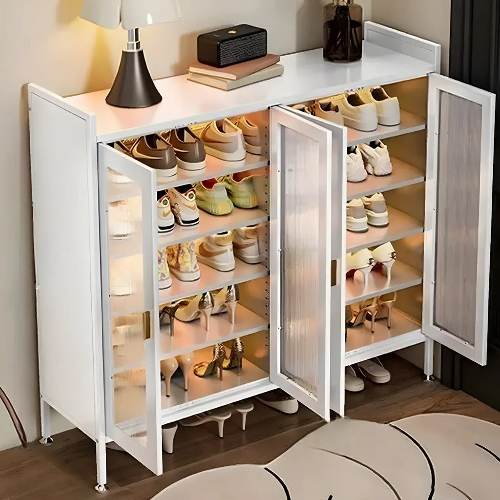 Elegant Grey Metal Code Lock Shoe Cabinet for Hallway