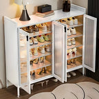 Elegant Grey Metal Code Lock Shoe Cabinet for Hallway