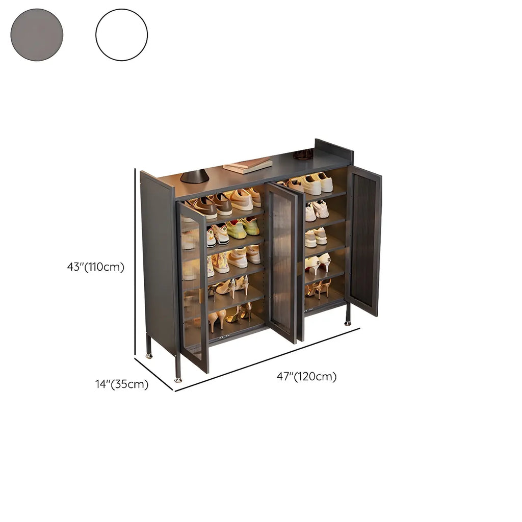 Elegant Grey Metal Code Lock Shoe Cabinet for Hallway