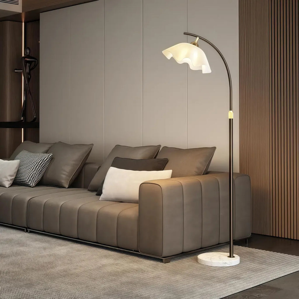 Modern Acrylic Flower Adjustable Black Floor Lamp