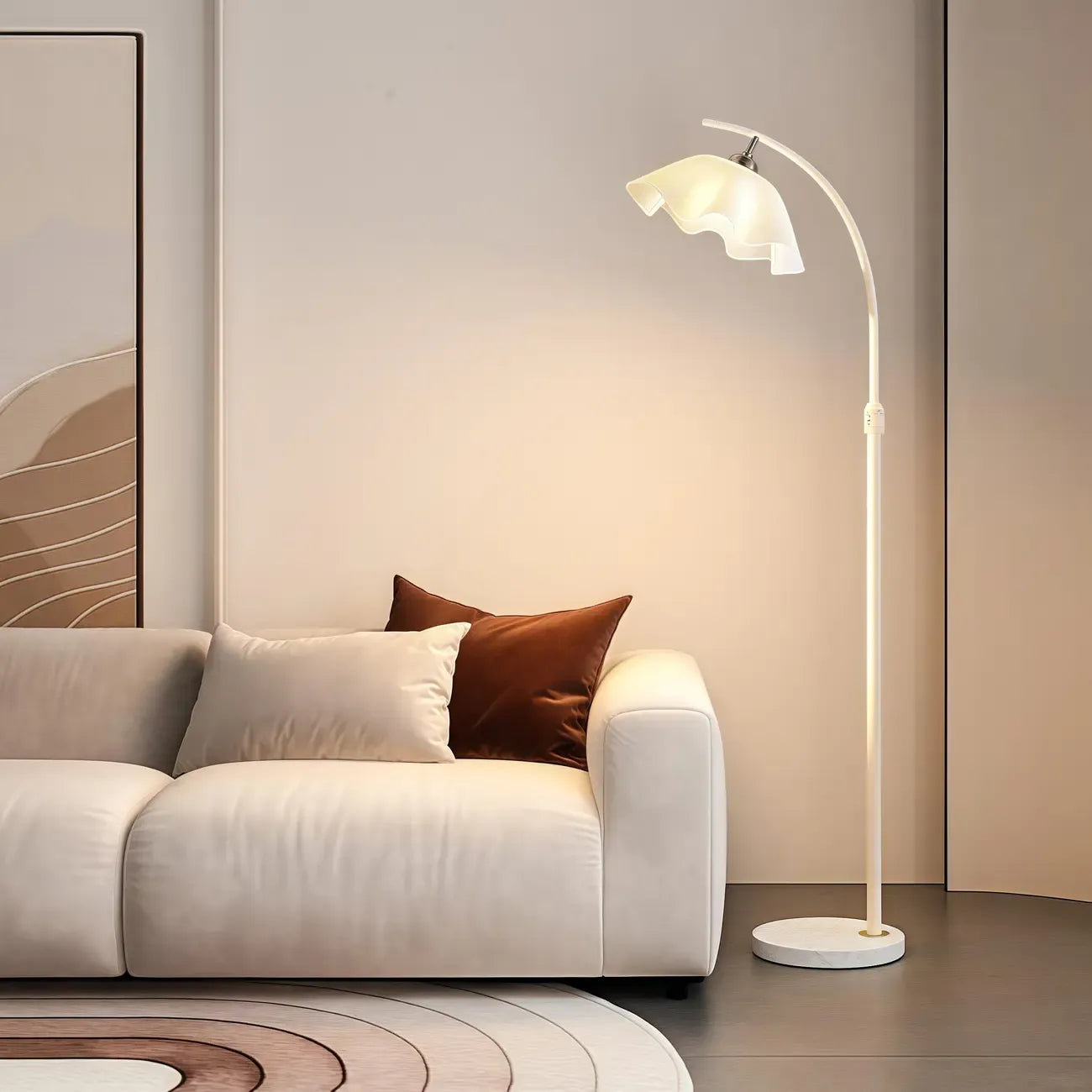 Modern Acrylic Flower Adjustable Black Floor Lamp