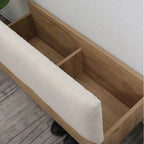 Nordic Wood Lift-Top Cushioned Shoe Storage Bench