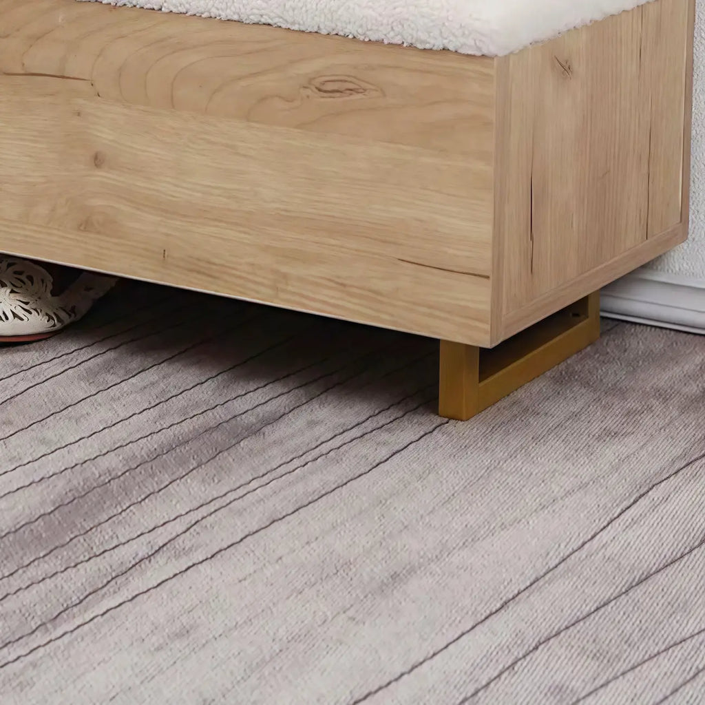 Nordic Wood Lift-Top Cushioned Shoe Storage Bench