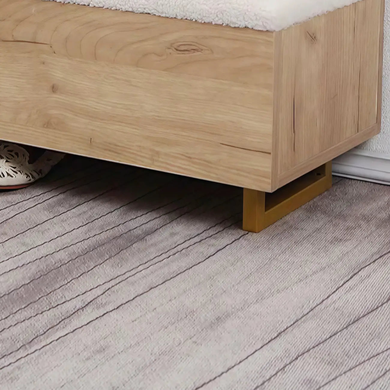 Nordic Wood Lift-Top Cushioned Shoe Storage Bench