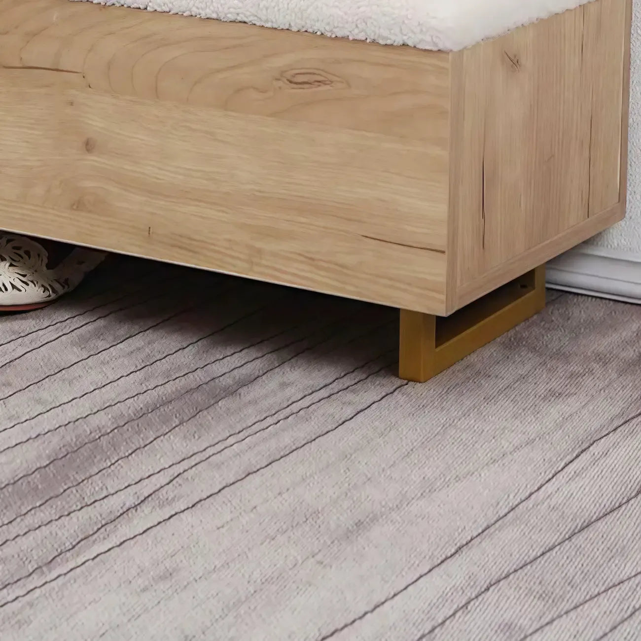 Nordic Wood Lift-Top Cushioned Shoe Storage Bench