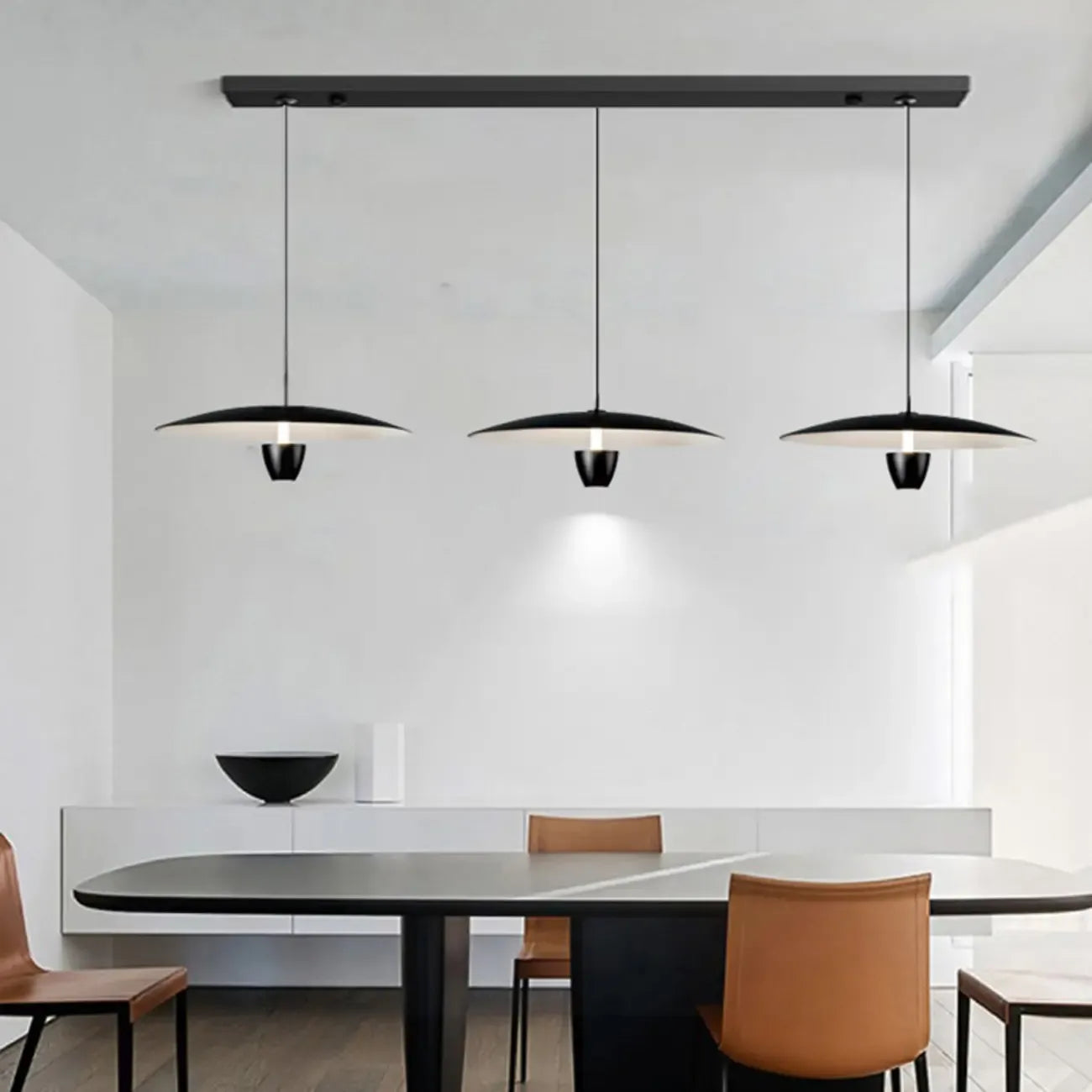 Modern Black Metal LED Island Pendant Light for Kitchen Area
