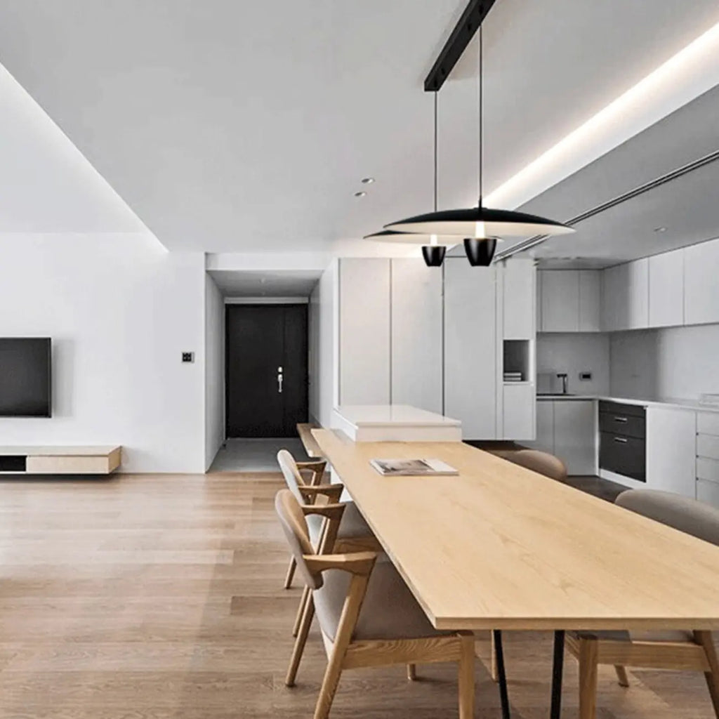 Modern Black Metal LED Island Pendant Light for Kitchen Area