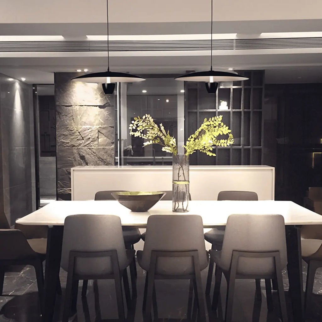 Modern Black Metal LED Island Pendant Light for Kitchen Area