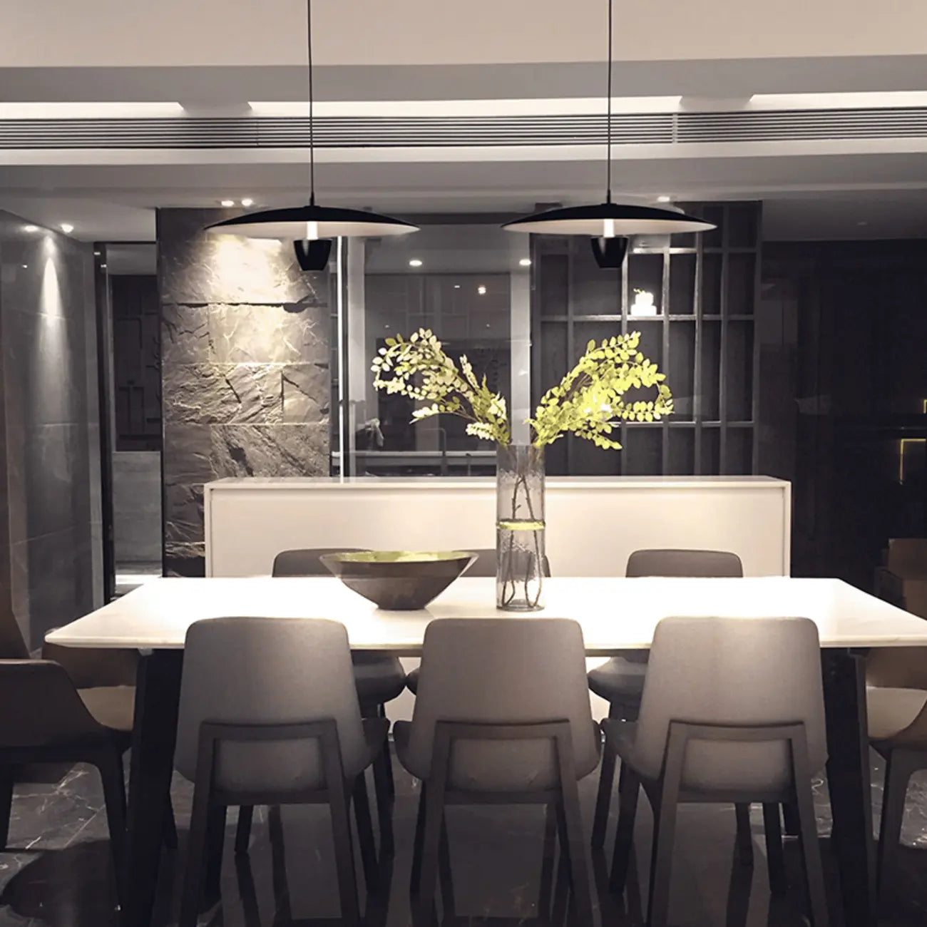 Modern Black Metal LED Island Pendant Light for Kitchen Area