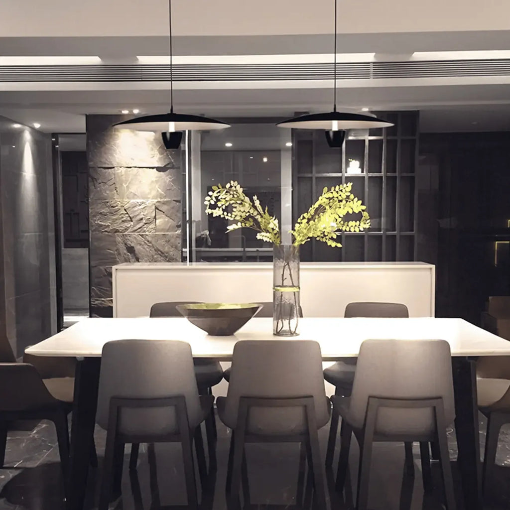 Modern Black Metal LED Island Pendant Light for Kitchen Area