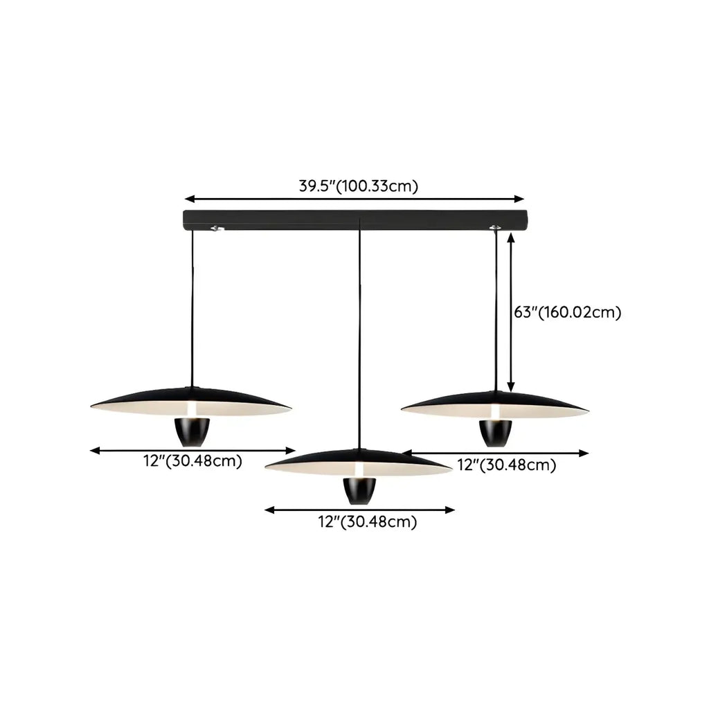 Modern Black Metal LED Island Pendant Light for Kitchen Area