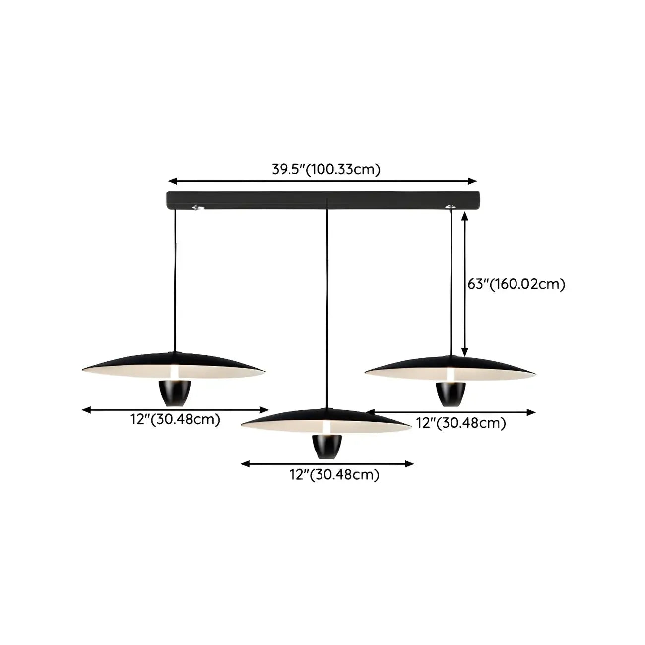 Modern Black Metal LED Island Pendant Light for Kitchen Area