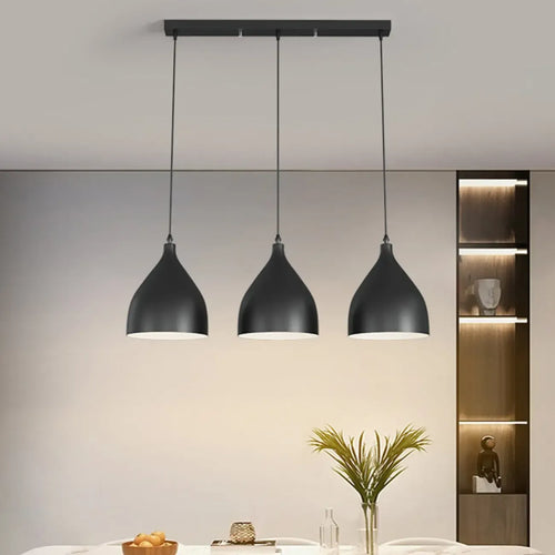 3-Light Modern Metal White Cone Island Pendant Light for Kitchen