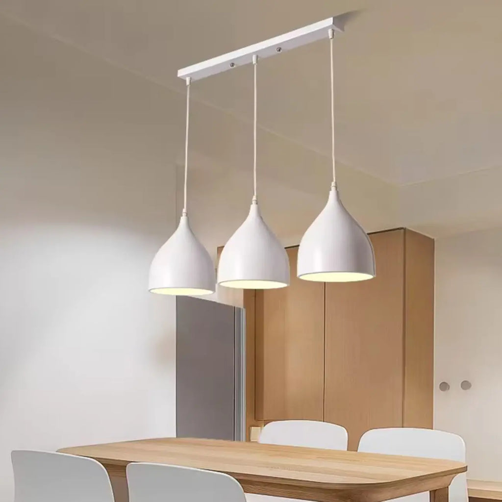 3-Light Modern Metal White Cone Island Pendant Light for Kitchen