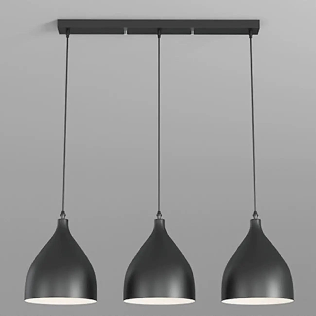 3-Light Modern Metal White Cone Island Pendant Light for Kitchen