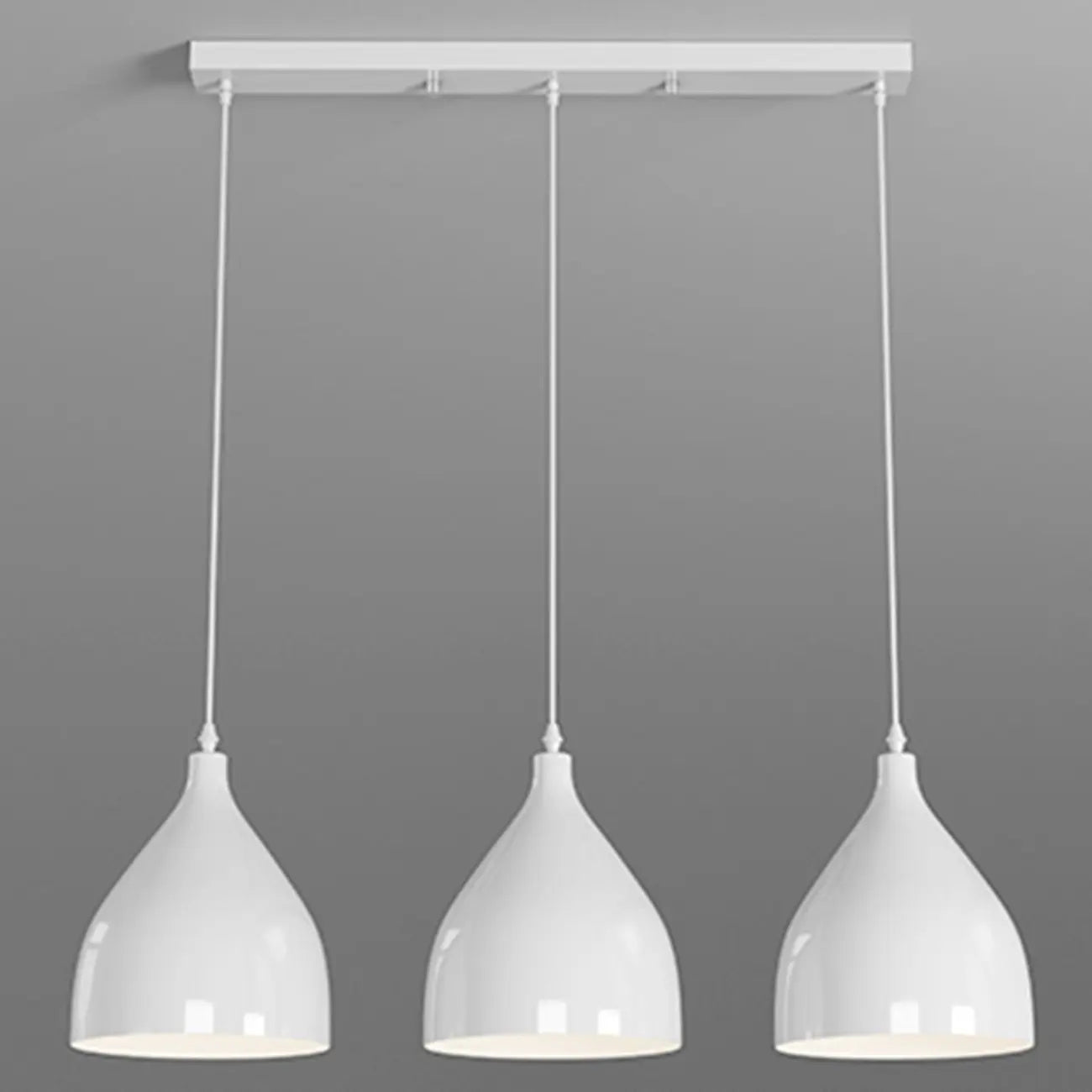 3-Light Modern Metal White Cone Island Pendant Light for Kitchen