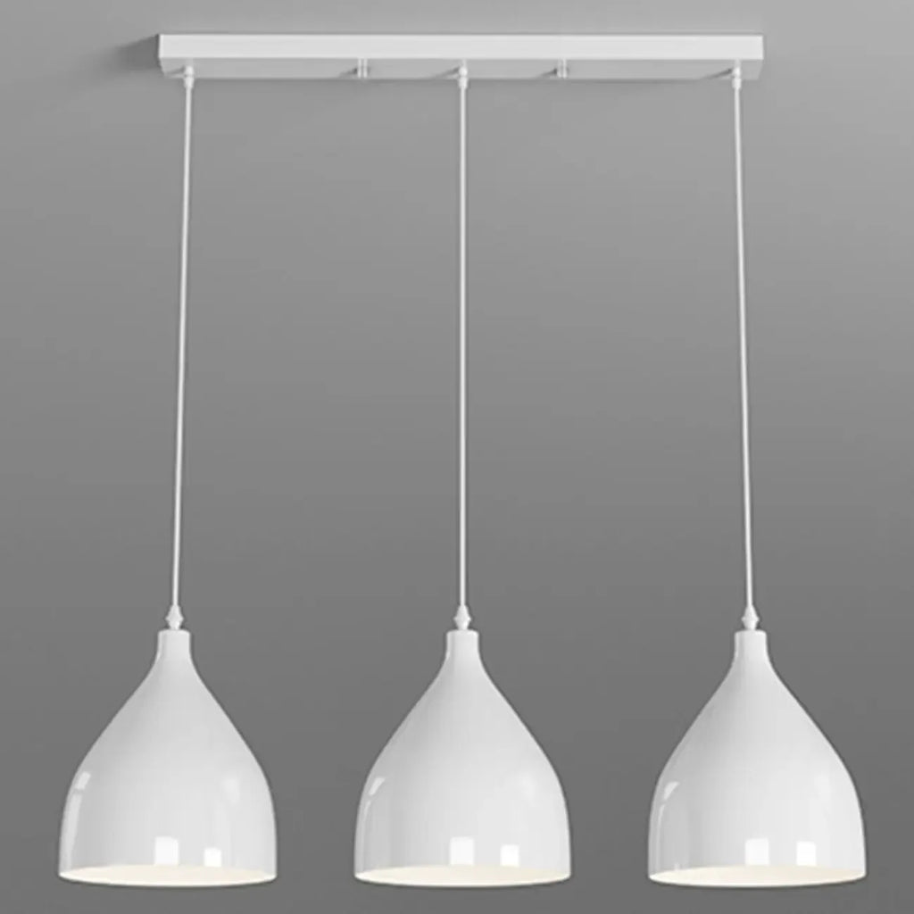 3-Light Modern Metal White Cone Island Pendant Light for Kitchen