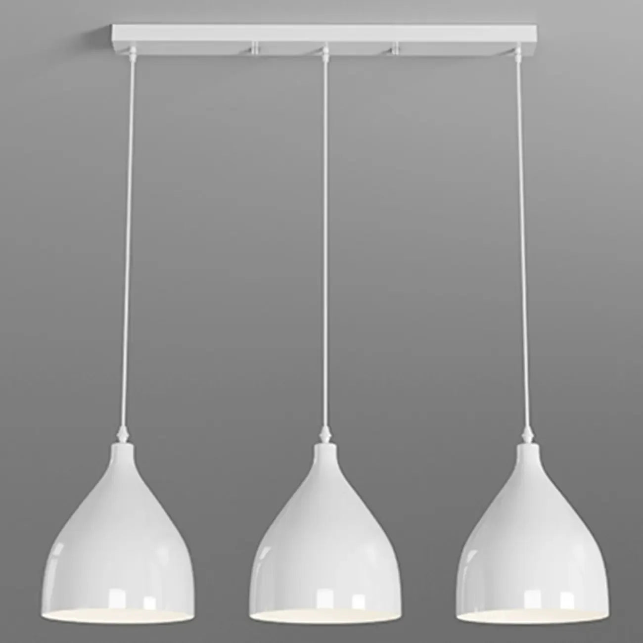 3-Light Modern Metal White Cone Island Pendant Light for Kitchen