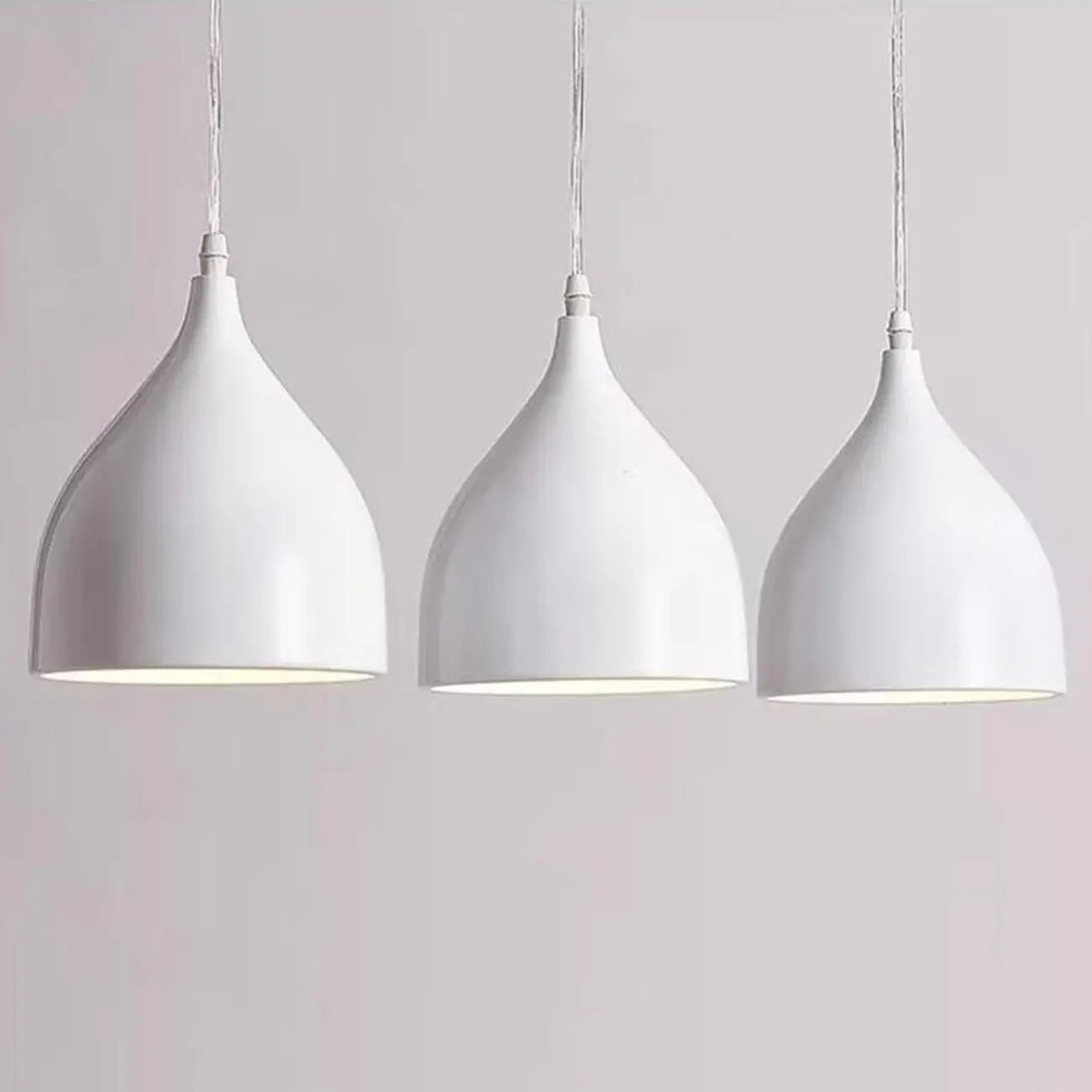 3-Light Modern Metal White Cone Island Pendant Light for Kitchen