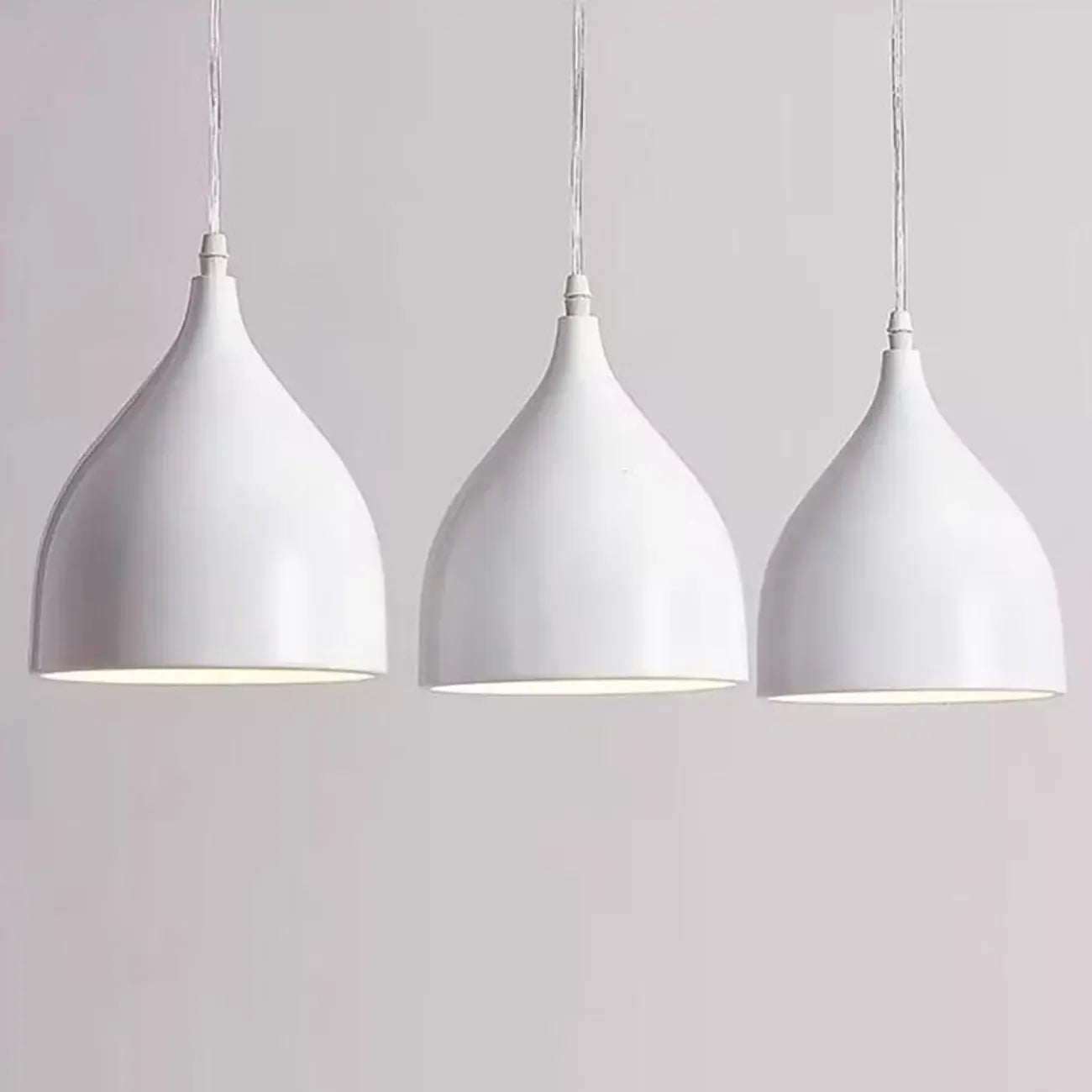 3-Light Modern Metal White Cone Island Pendant Light for Kitchen