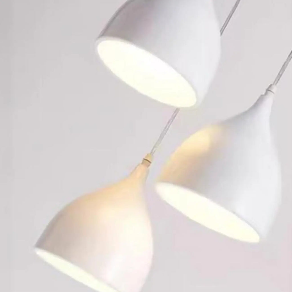 3-Light Modern Metal White Cone Island Pendant Light for Kitchen