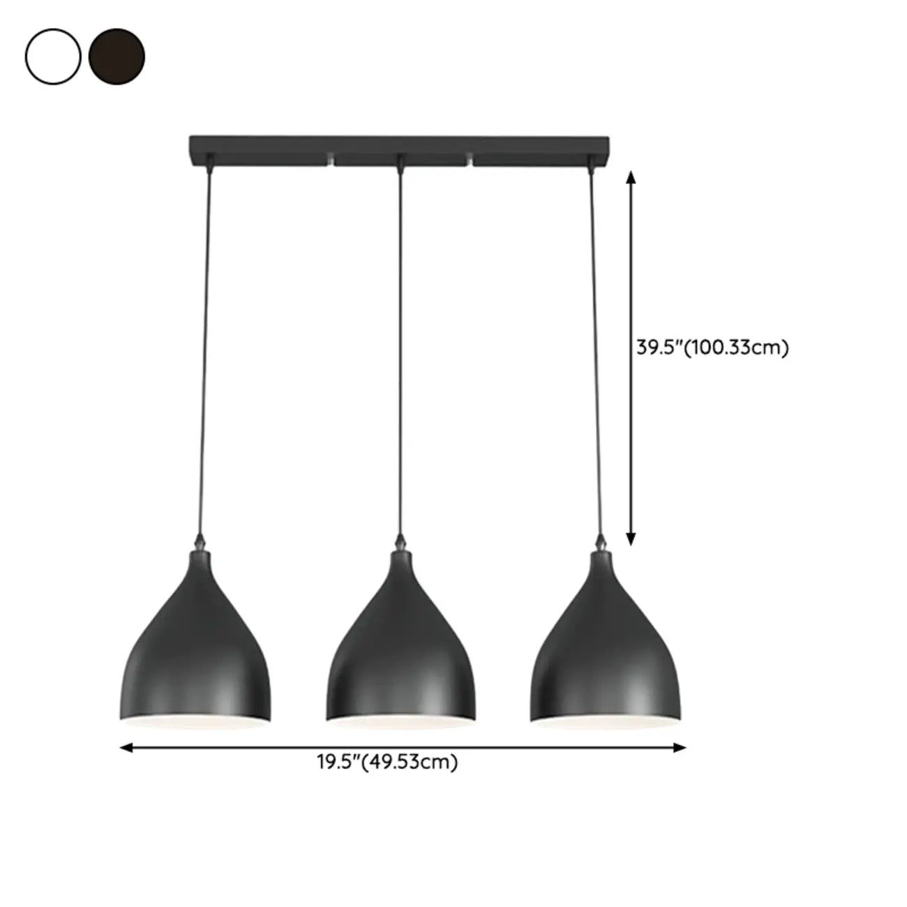 3-Light Modern Metal White Cone Island Pendant Light for Kitchen