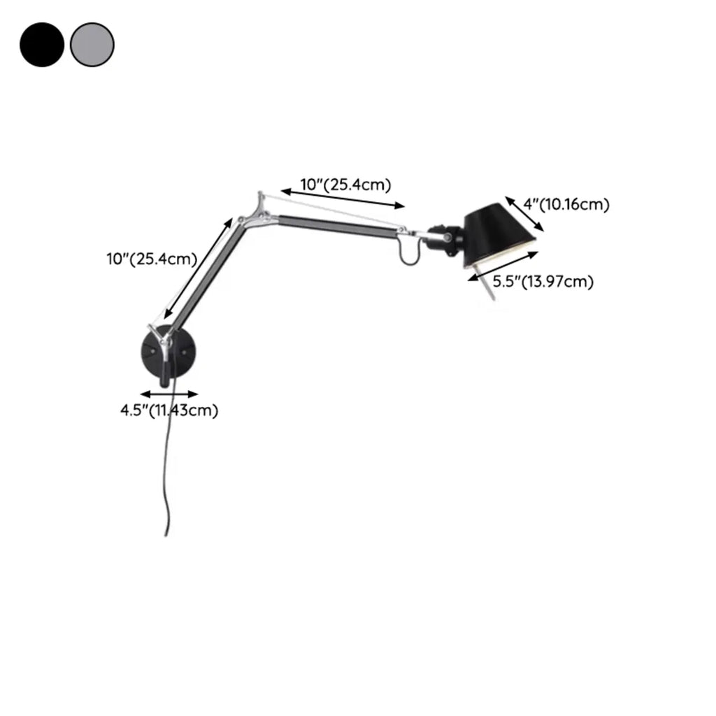Industrial Aluminum Shade Swing Arm Wall Light