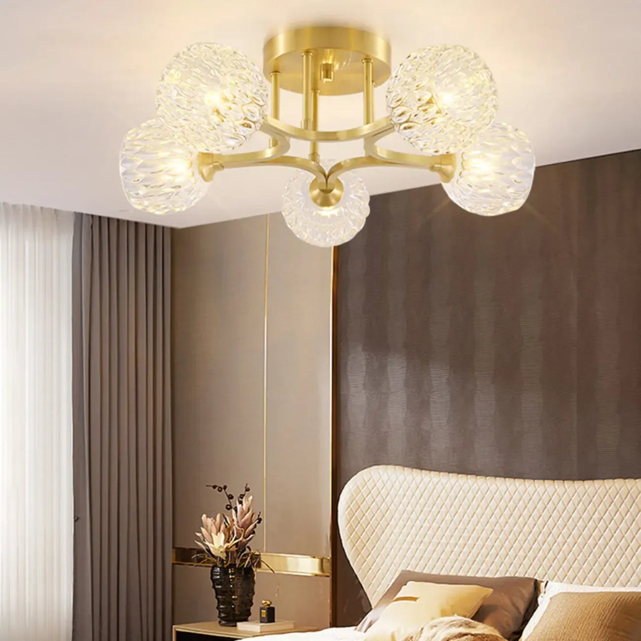 Charming 5/7 Lights Glass Semi Flush Ceiling Light for Bedroom