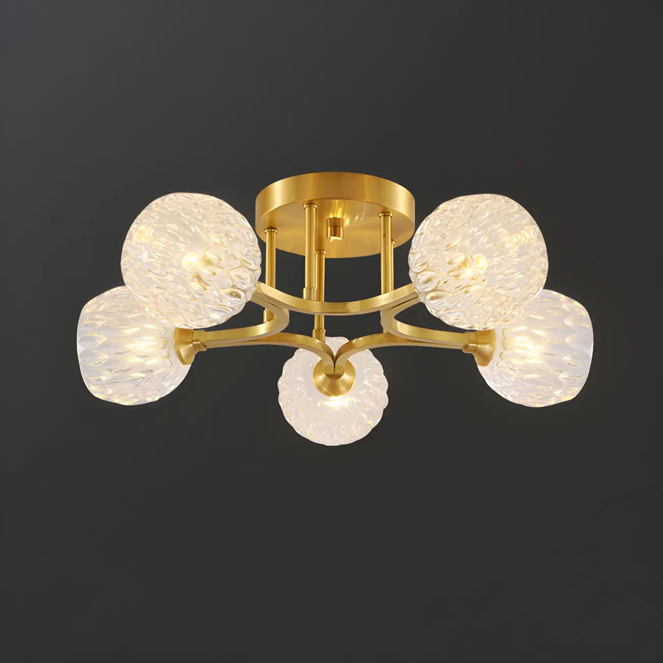 Charming 5/7 Lights Glass Semi Flush Ceiling Light for Bedroom