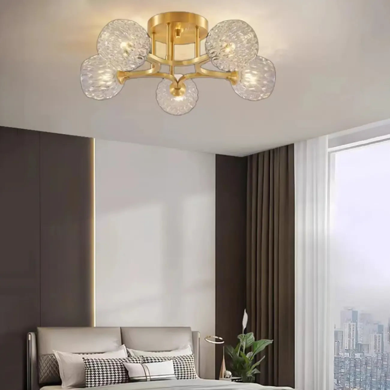 Charming 5/7 Lights Glass Semi Flush Ceiling Light for Bedroom
