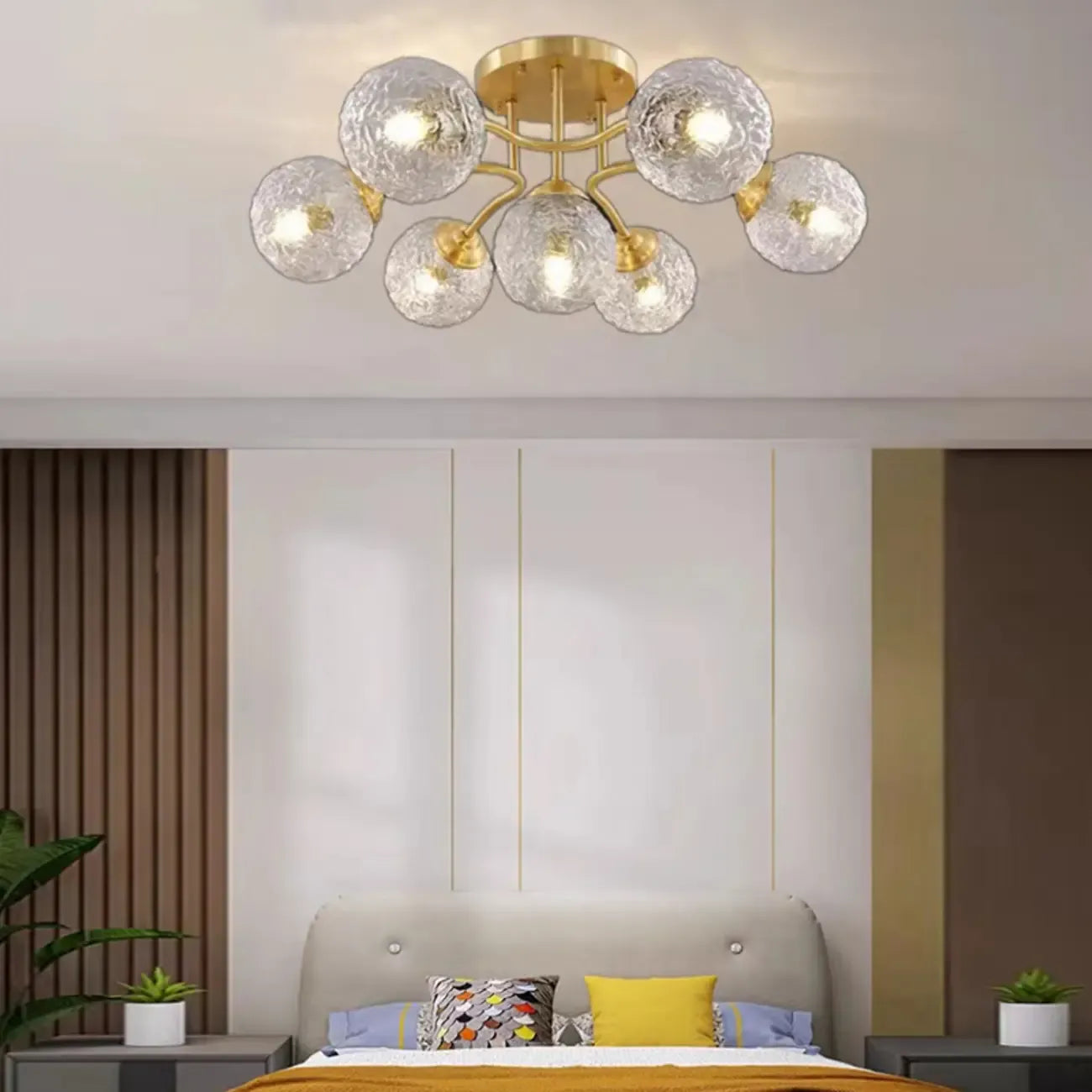 Charming 5/7 Lights Glass Semi Flush Ceiling Light for Bedroom