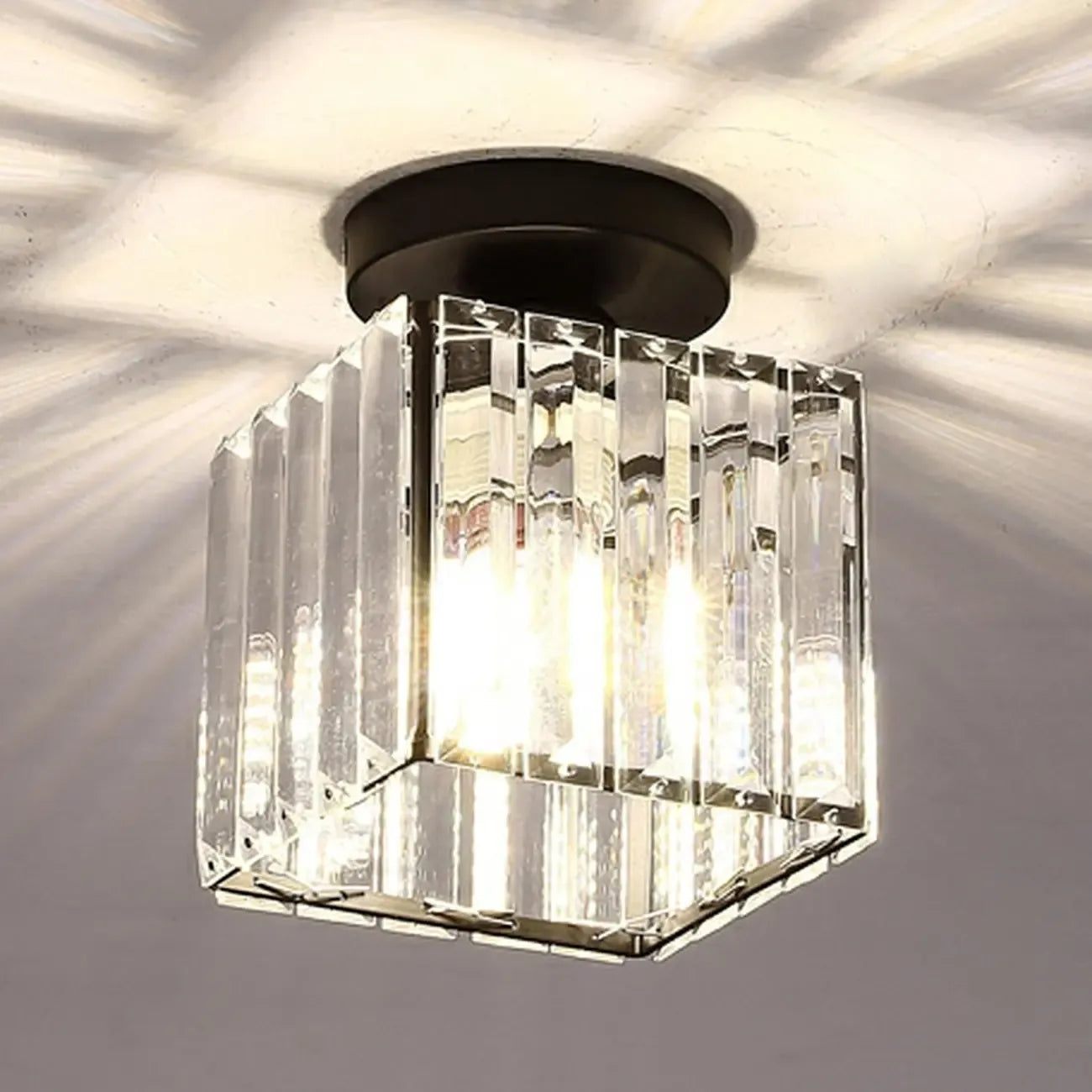 Modern 6 Crystal Semi Flush Ceiling Light for Living Room