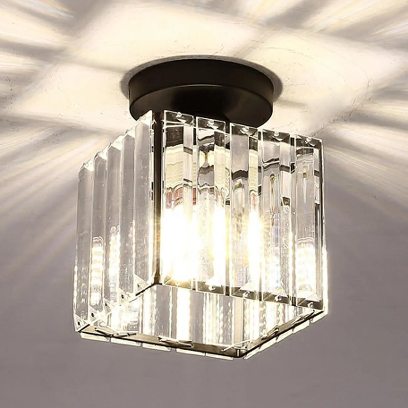Modern 6 Crystal Semi Flush Ceiling Light for Living Room