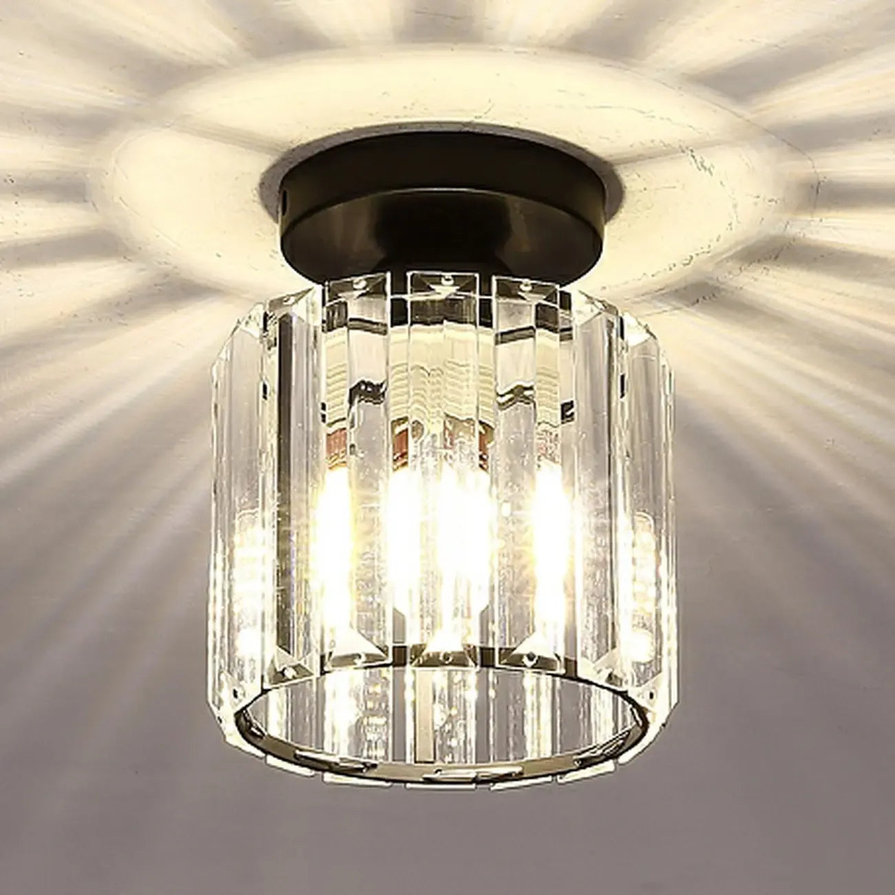 Modern 6 Crystal Semi Flush Ceiling Light for Living Room