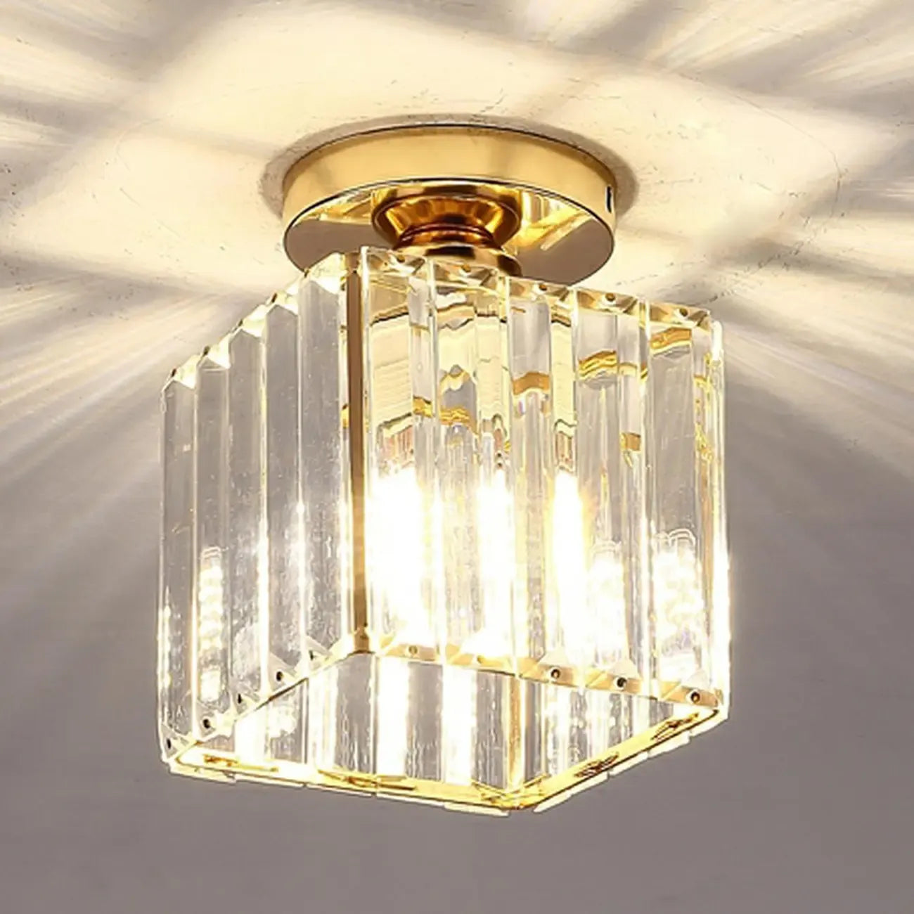 Modern 6 Crystal Semi Flush Ceiling Light for Living Room