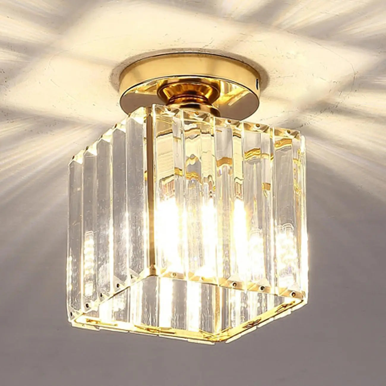 Modern 6 Crystal Semi Flush Ceiling Light for Living Room