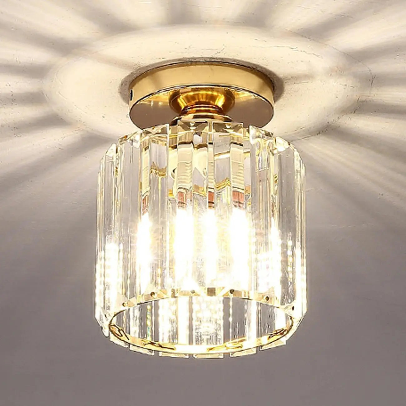 Modern 6 Crystal Semi Flush Ceiling Light for Living Room