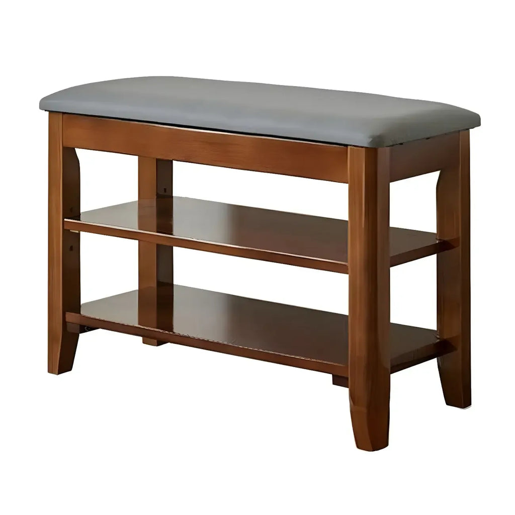 Entryway Walnut Wooden Adjustable Shoe Storage Bench