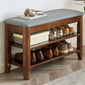 Entryway Walnut Wooden Adjustable Shoe Storage Bench