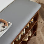 Entryway Walnut Wooden Adjustable Shoe Storage Bench