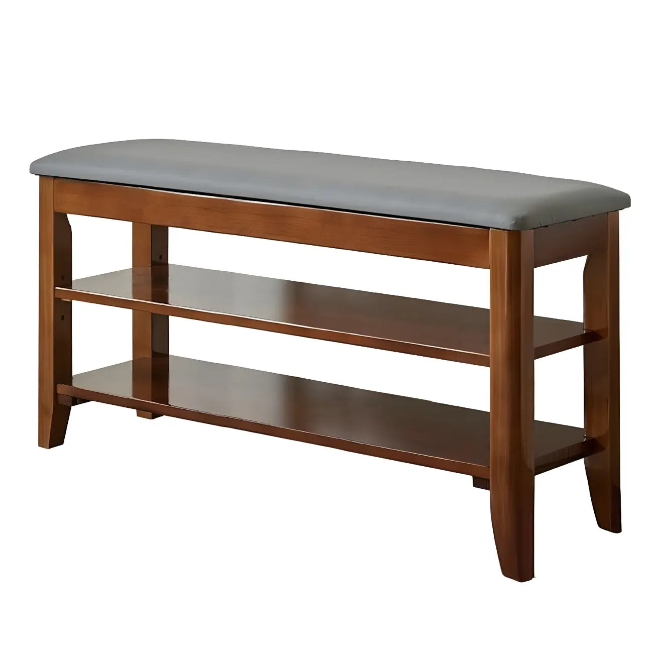 Entryway Walnut Wooden Adjustable Shoe Storage Bench
