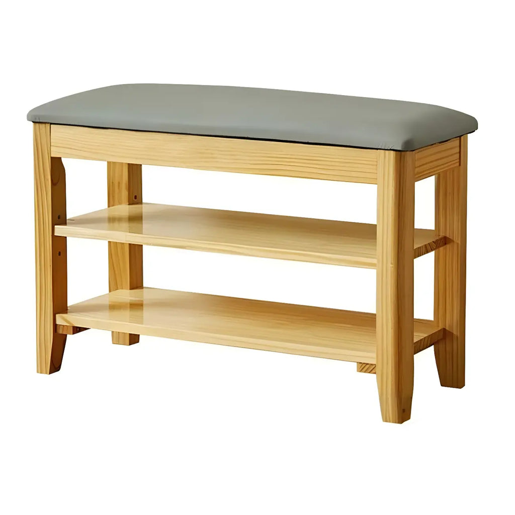 Entryway Walnut Wooden Adjustable Shoe Storage Bench