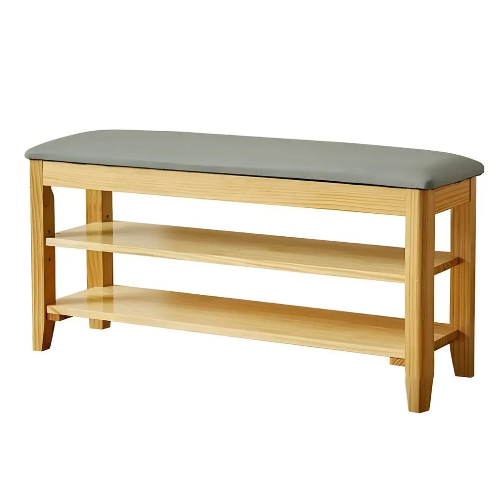 Entryway Walnut Wooden Adjustable Shoe Storage Bench