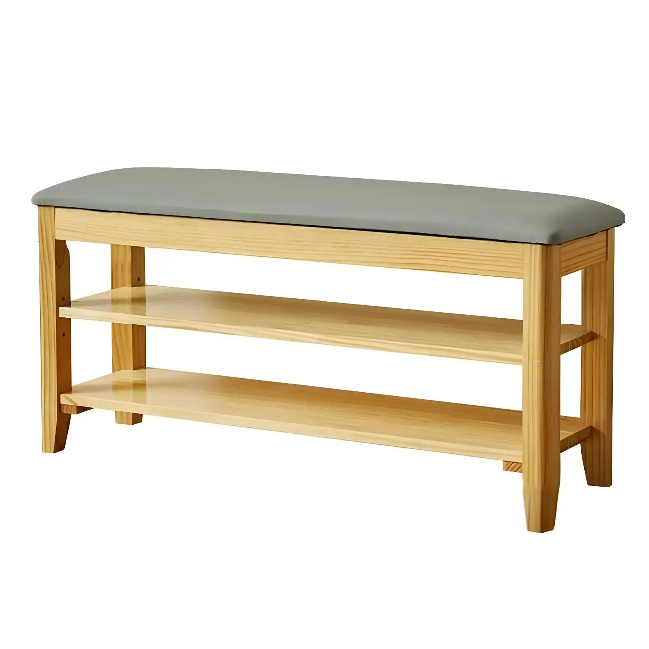 Entryway Walnut Wooden Adjustable Shoe Storage Bench